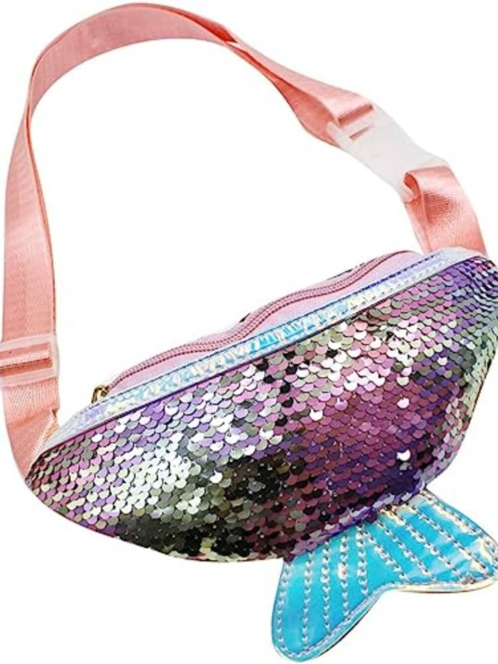 Sequin Mermaid Tail Fanny Pack with Adjustable Strap Crossbody Waist Bag for